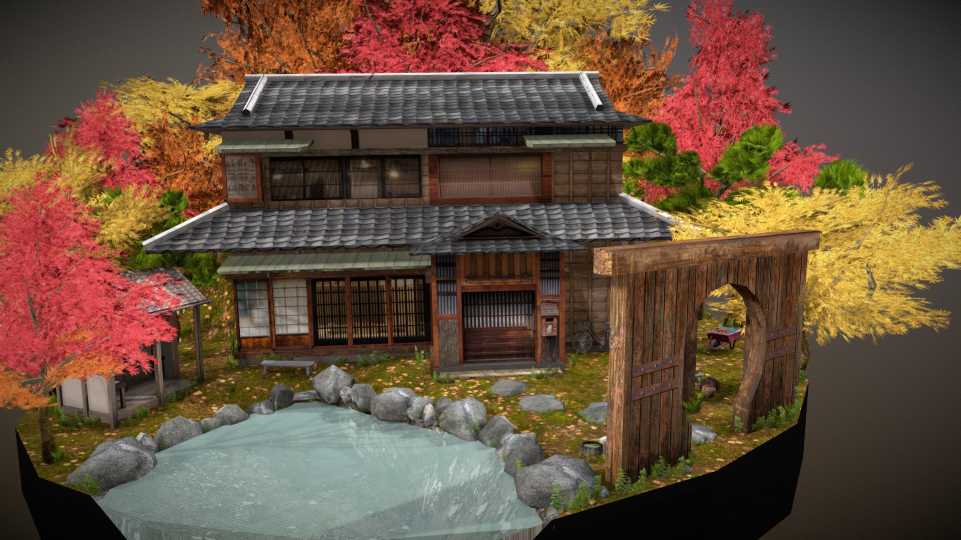 Japan 3. 3д Япония. Japan House 3d. Japanese House back Garden. Japanese 3d model.