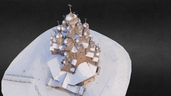 Example 3d model of a wooden church 3D Model