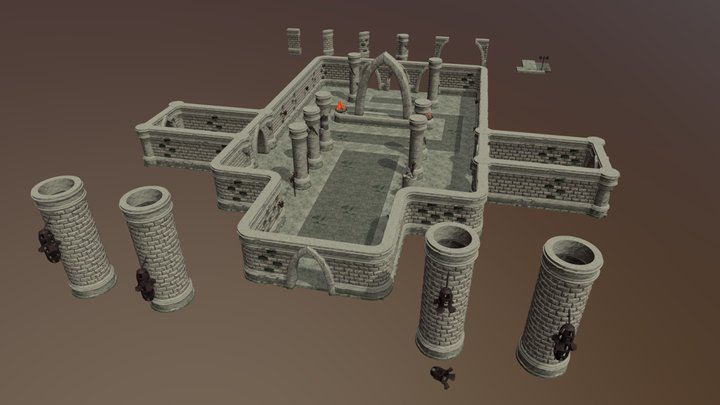 Modular Dungeon Props 3D Model