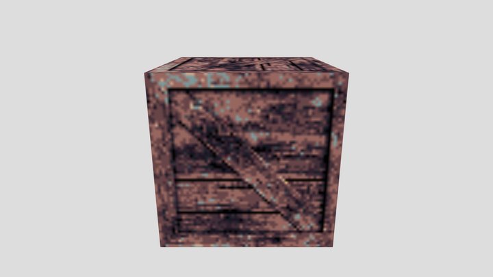 PSX Style Low Poly Crate 1 3D Model