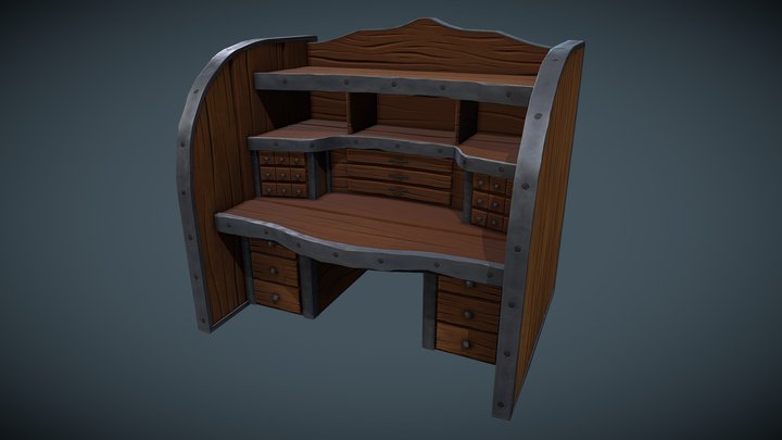 Stylized Alchemy Desk 3D Model