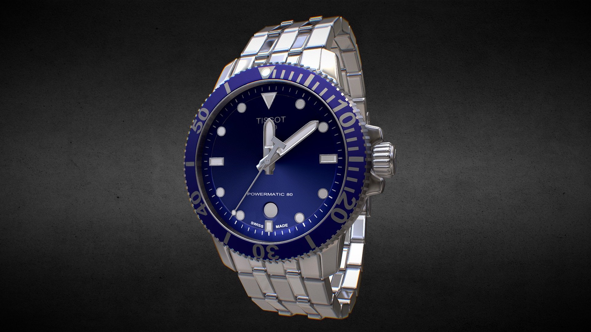 TISSOT 1000 POWERMATIC 80 SILICIUM watch Buy Royalty Free 3D