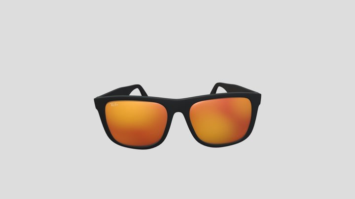 Fashion RayBan Sunglasses with Orange Mirror 3D Model