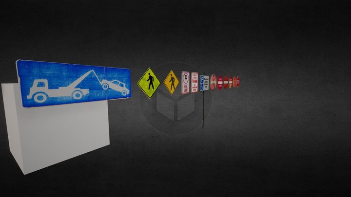 Lowpoly Modular Street Sign 3 Vol1 3D Model