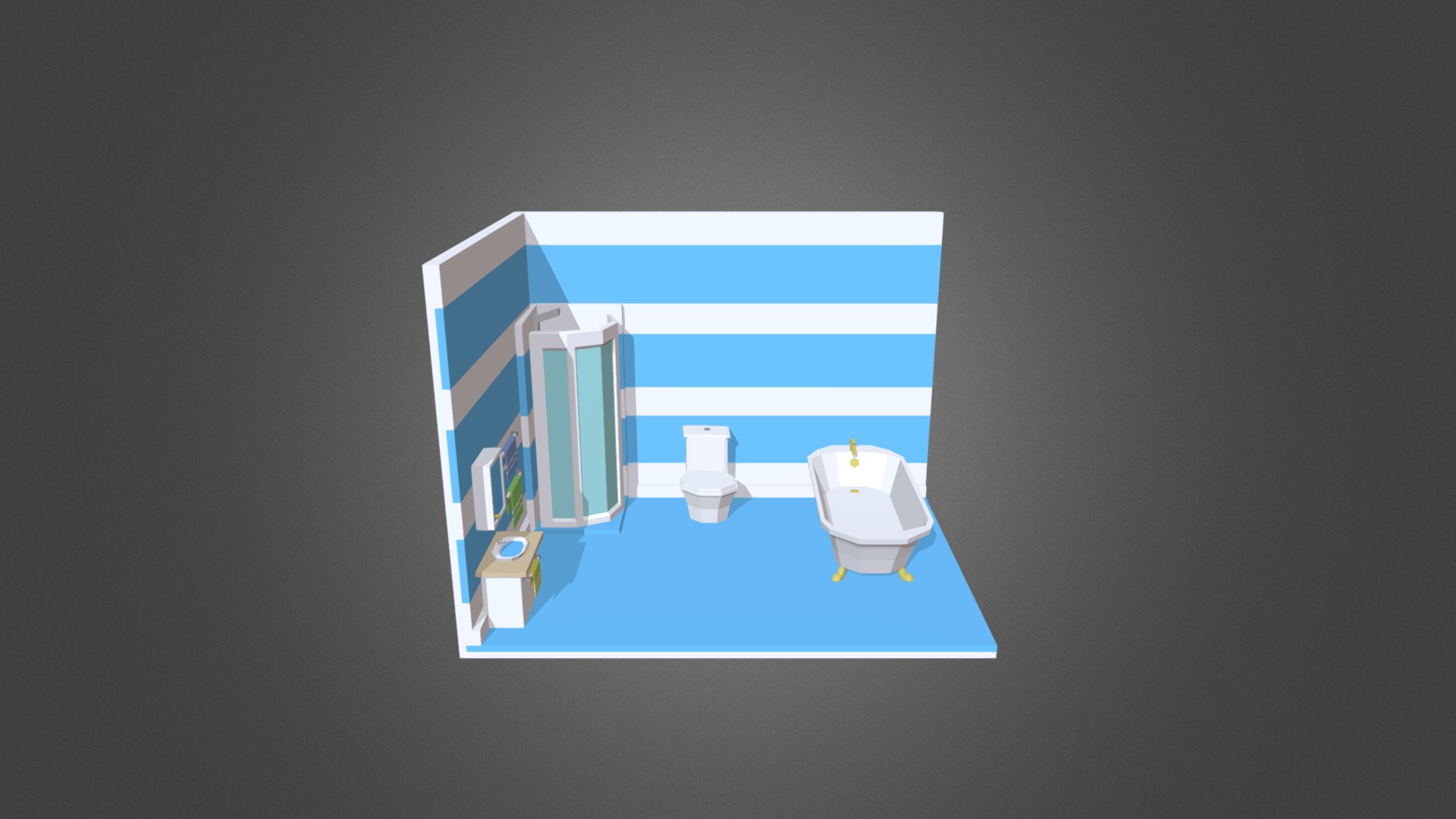 3D model Bathroom - This is a 3D model of the Bathroom. The 3D model is about a blue and white logo.
