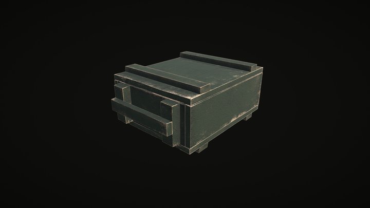 Wood Box Green 3D Model