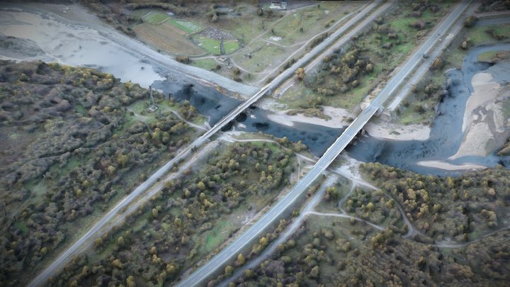 Wetland, forest, railway bridge, shoal and river – Gratis 3D-model STL