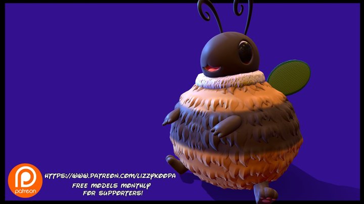Fat plump bee! - save the bees! 3D Model