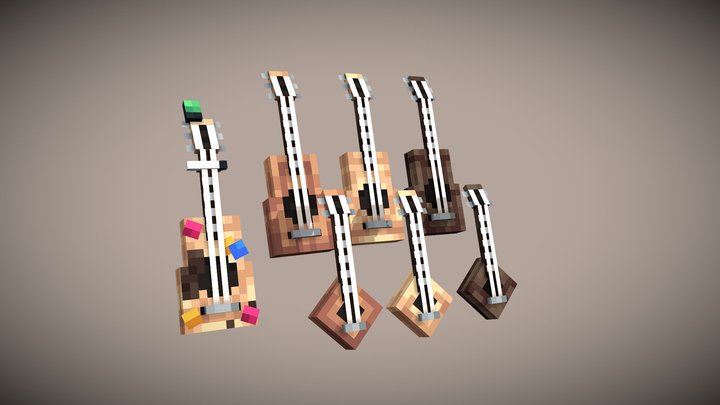 Classic guitar and banjo 3D Model
