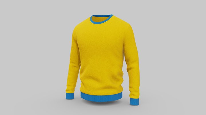 Sweater Full Sleeves Yellow 3D Model