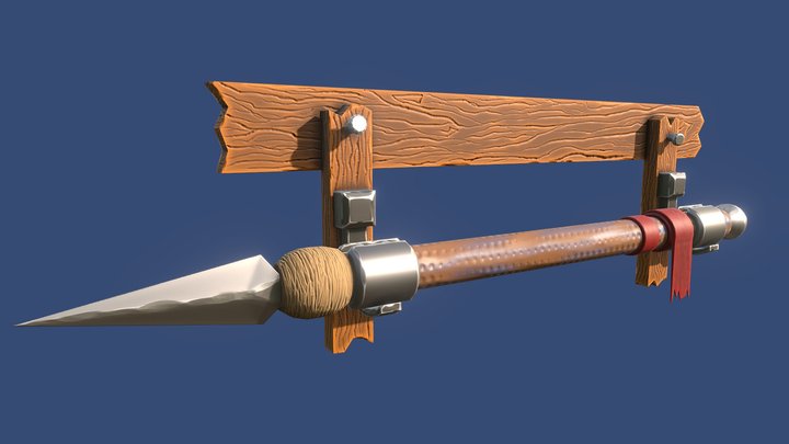 Spear On Wall Mounted Display Stylized 3D Model