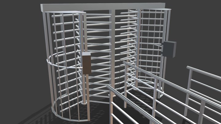 Double full height turnstile (low poly) 3D Model