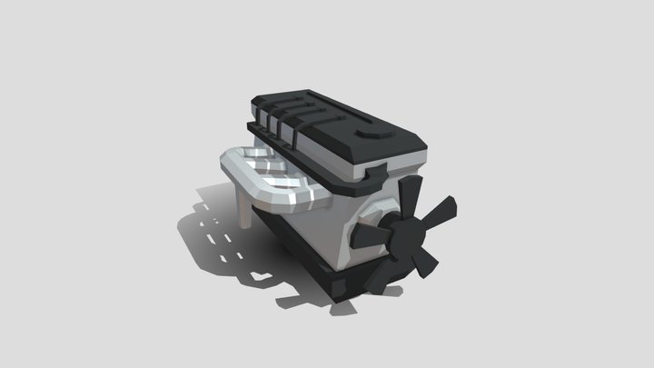 Engine four cylinder low poly / game ready 3D Model