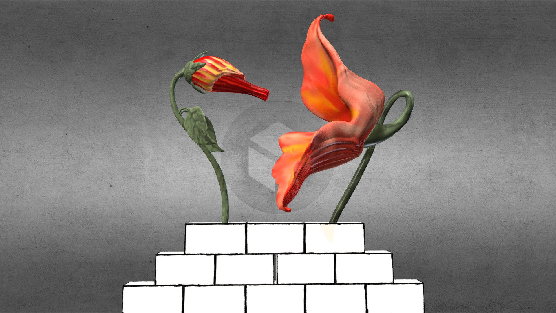 Pink Floyd The Wall Flowers Scene 3d Model By Curupira 993a487