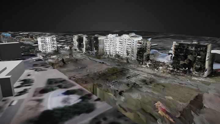 Destroyed buildings after Russian attack 3D Model