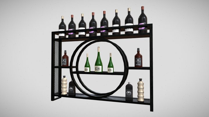 3D Wine Rack - Shelf - Mid Poly 3D Model