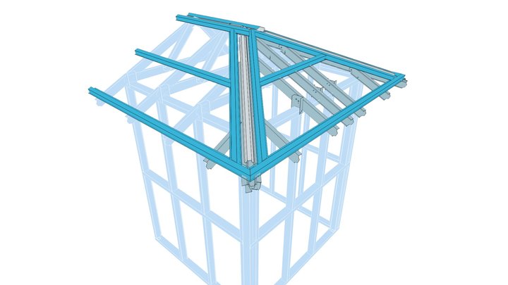 Hip installation with roof battens 3D Model