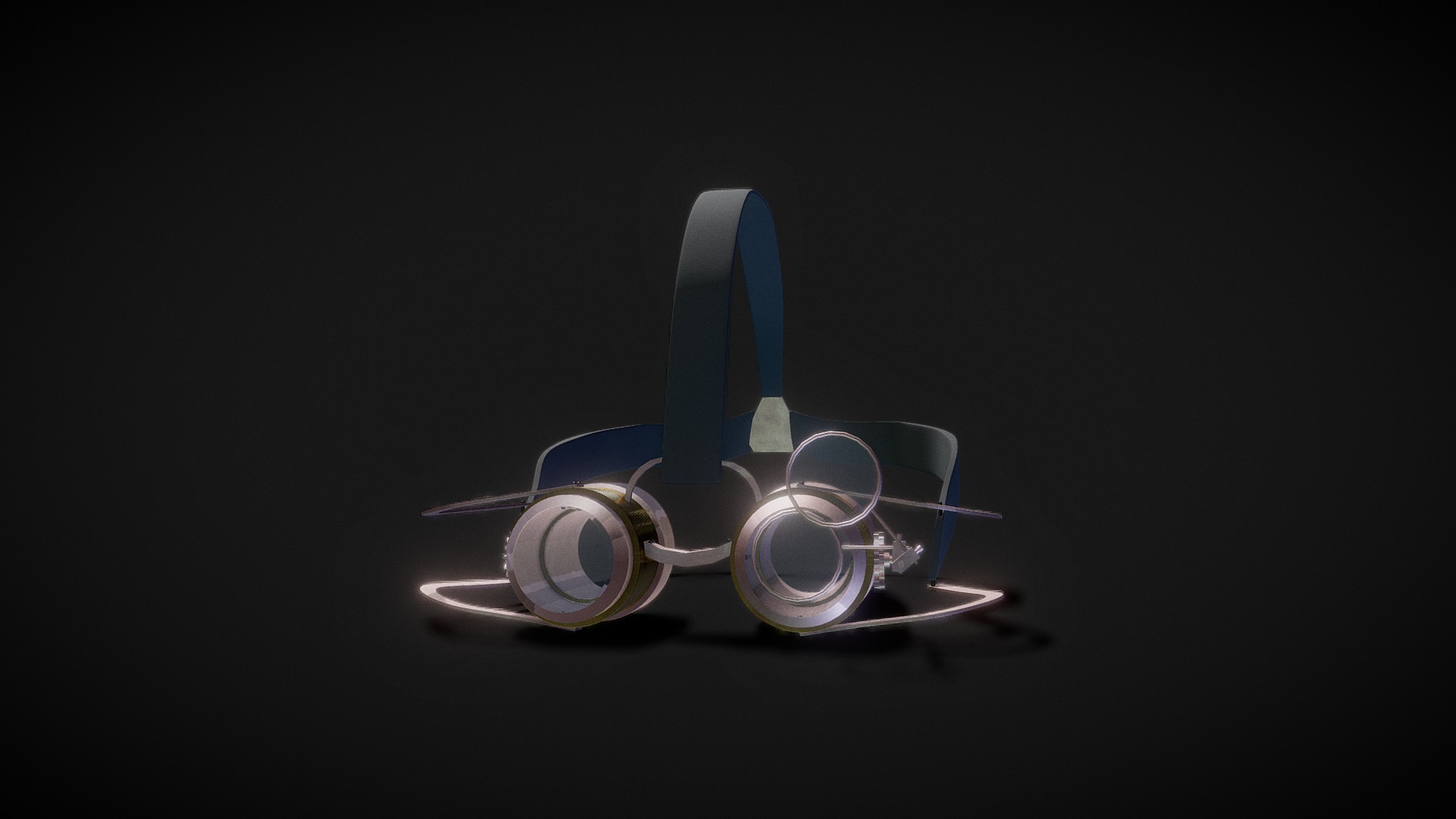 3D model Steampunk Goggles - This is a 3D model of the Steampunk Goggles. The 3D model is about a set of silver and blue rings.