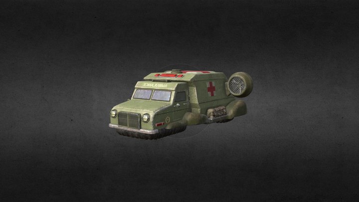 WWII ambulance rétro futuriste 3D Model