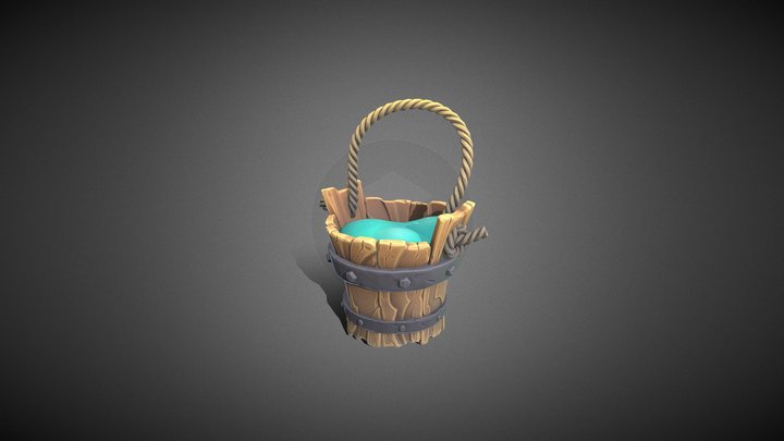Stylized Wooden Bukcet 3D Model