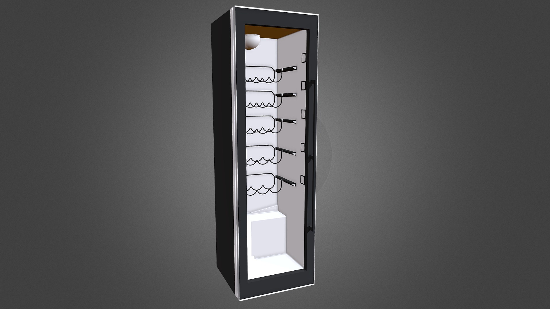 3D model Wine cellar fridge - This is a 3D model of the Wine cellar fridge. The 3D model is about a white rectangular object with black text.
