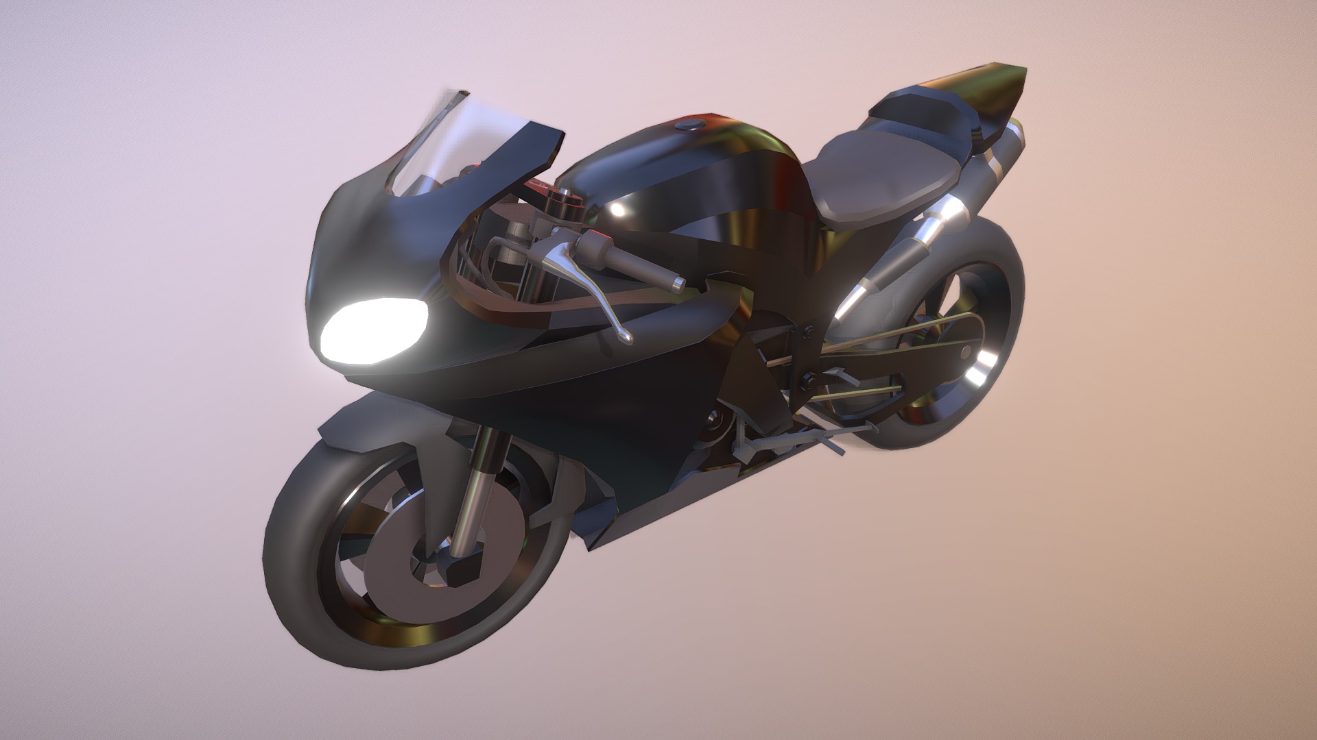 3D model Motorcycle Mid-Poly - This is a 3D model of the Motorcycle Mid-Poly. The 3D model is about a shiny blue motorcycle.