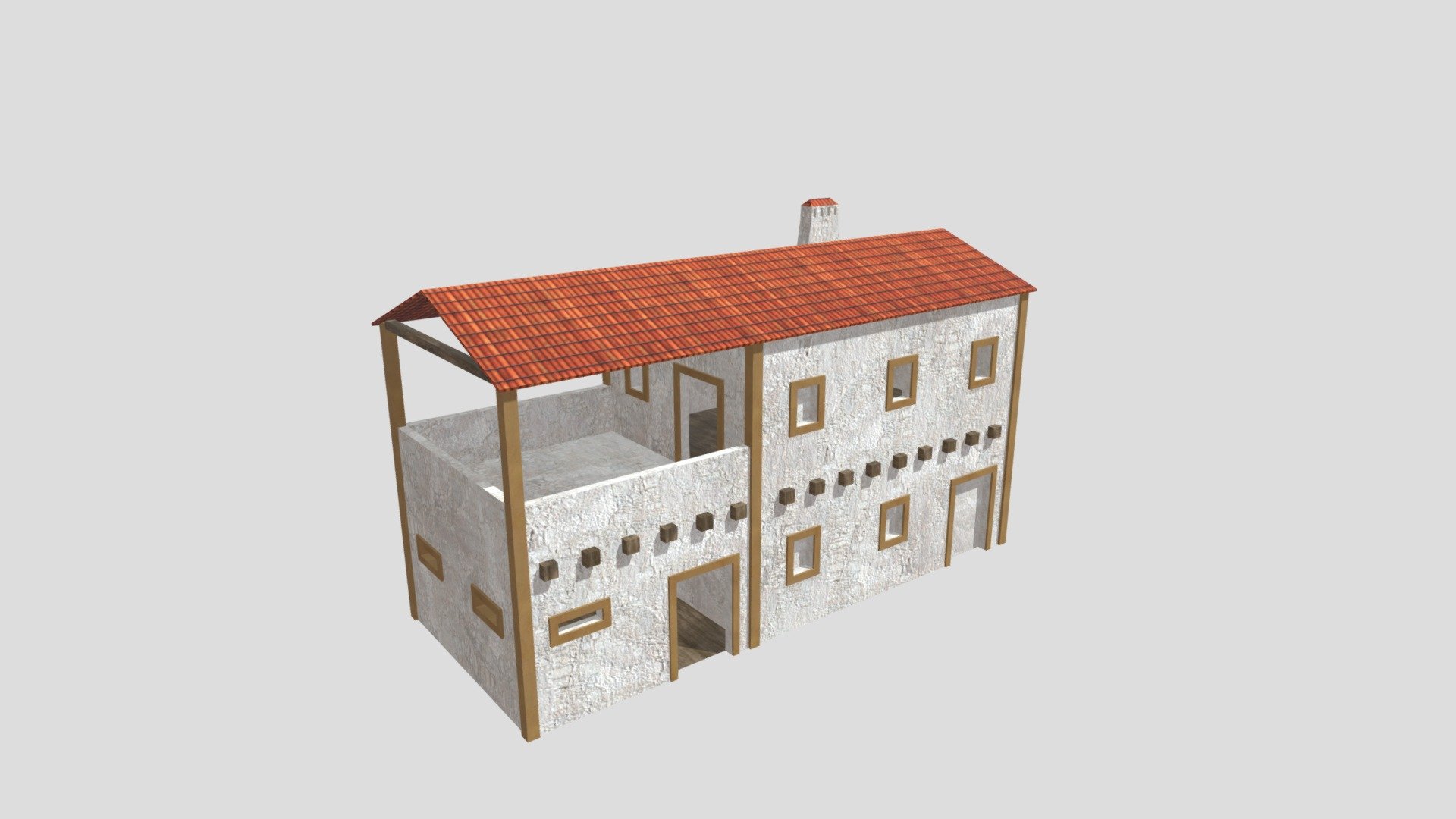 Low Poly Portuguese Village House 3