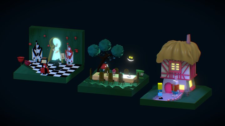 Alice in Wonderland: Isometric Cubes 3D Model