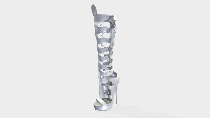Female Gladiator High Heel Boots Shoes 3D Model