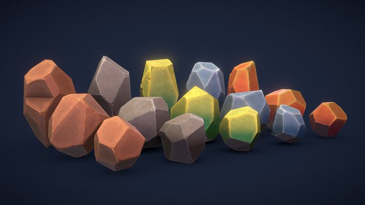 Low Poly Stylized Rocks 3D Model