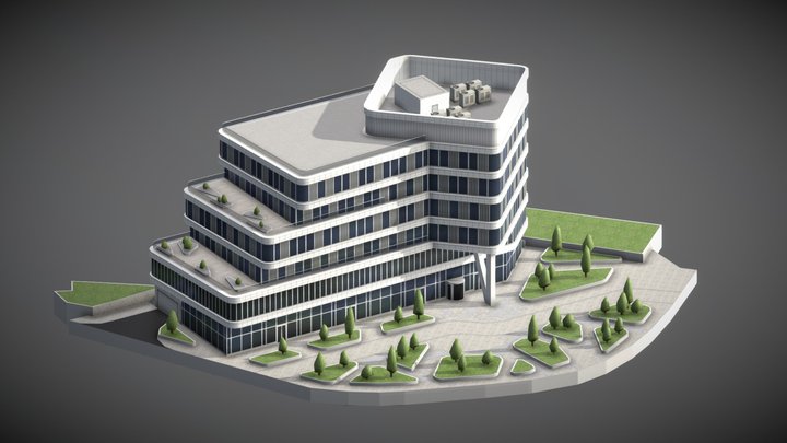 Low-Poly Office Building 3D Model