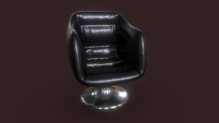 BLack Leather Chair 3D Model