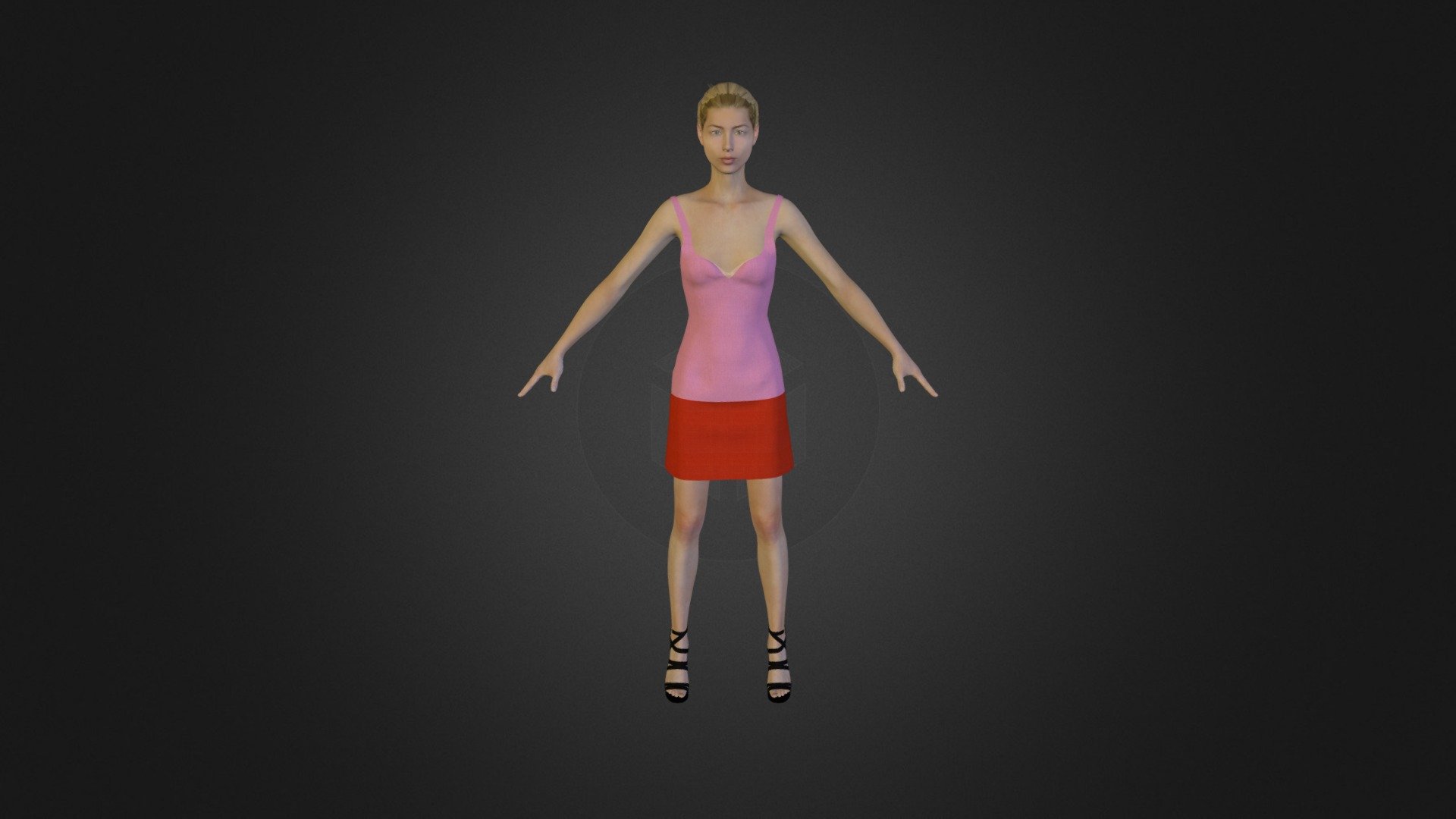 Top Pink - Skirt Orange