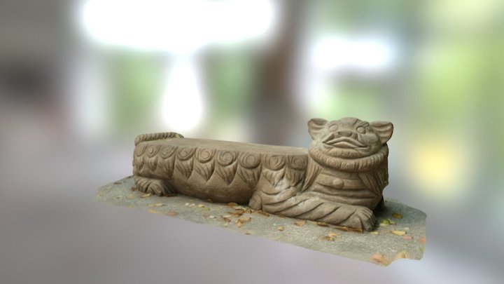 A lion-like stone bench 3D Model