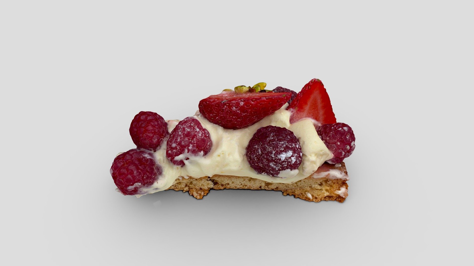 Slice of strawberry and raspberry pie