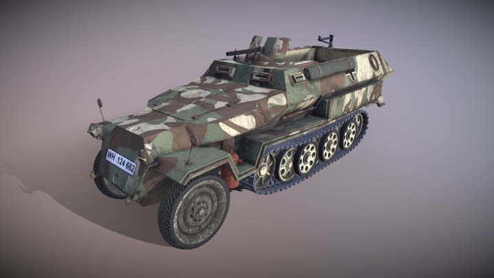 Half-track SDKFZ C military German Truck 3D Model
