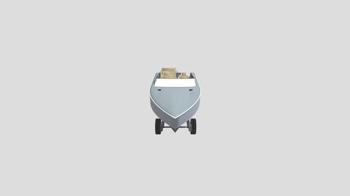 LANCHA COM REBOQUE CINZA 3D Model