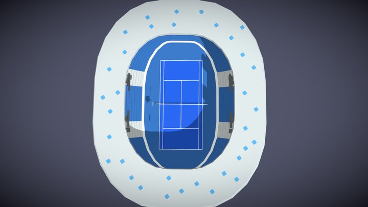 Lowpoly Tennis Stadium 3D Model