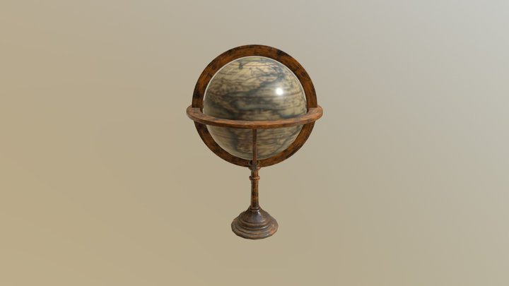 Vintage Old Globe - Low poly globe 3D Model