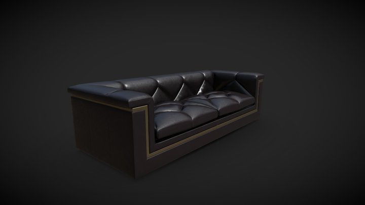 Black Leather Couch || VR Ready 3D Model