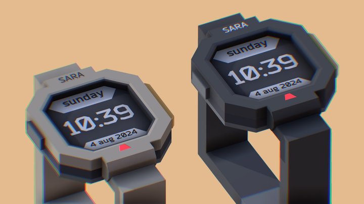 Low Poly Digital Wristwatch #1 3D Model