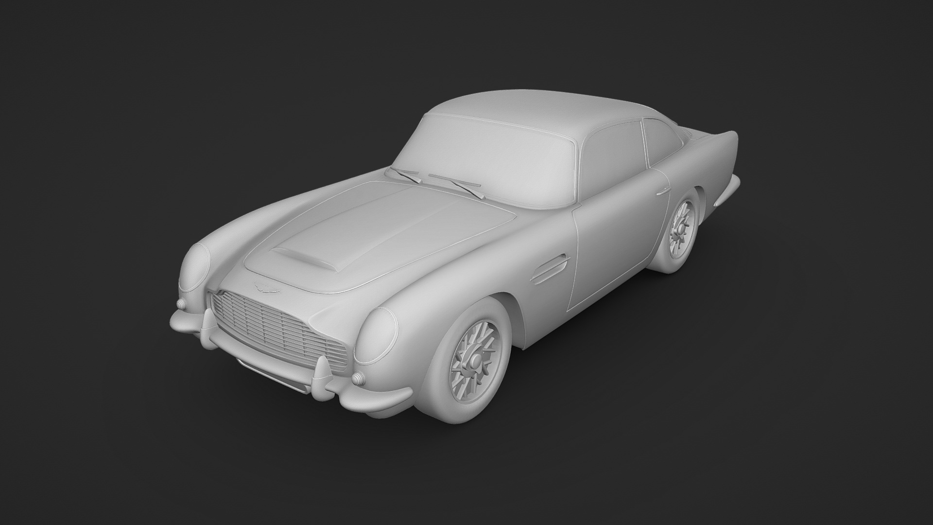 3D model Aston Martin DB5 – 3D print - This is a 3D model of the Aston Martin DB5 - 3D print. The 3D model is about a silver car with a black background.