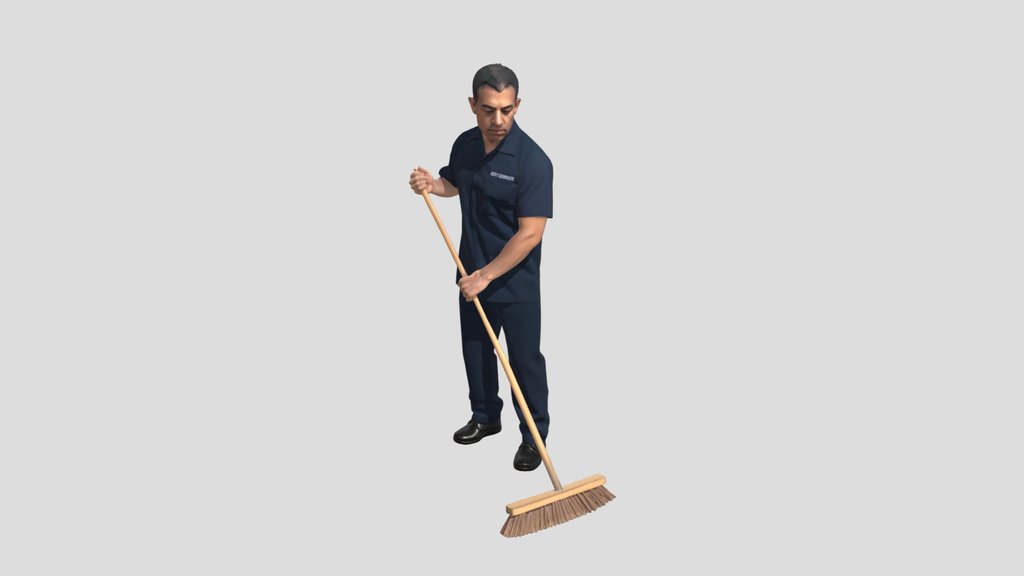 City Services Worker Sweeping