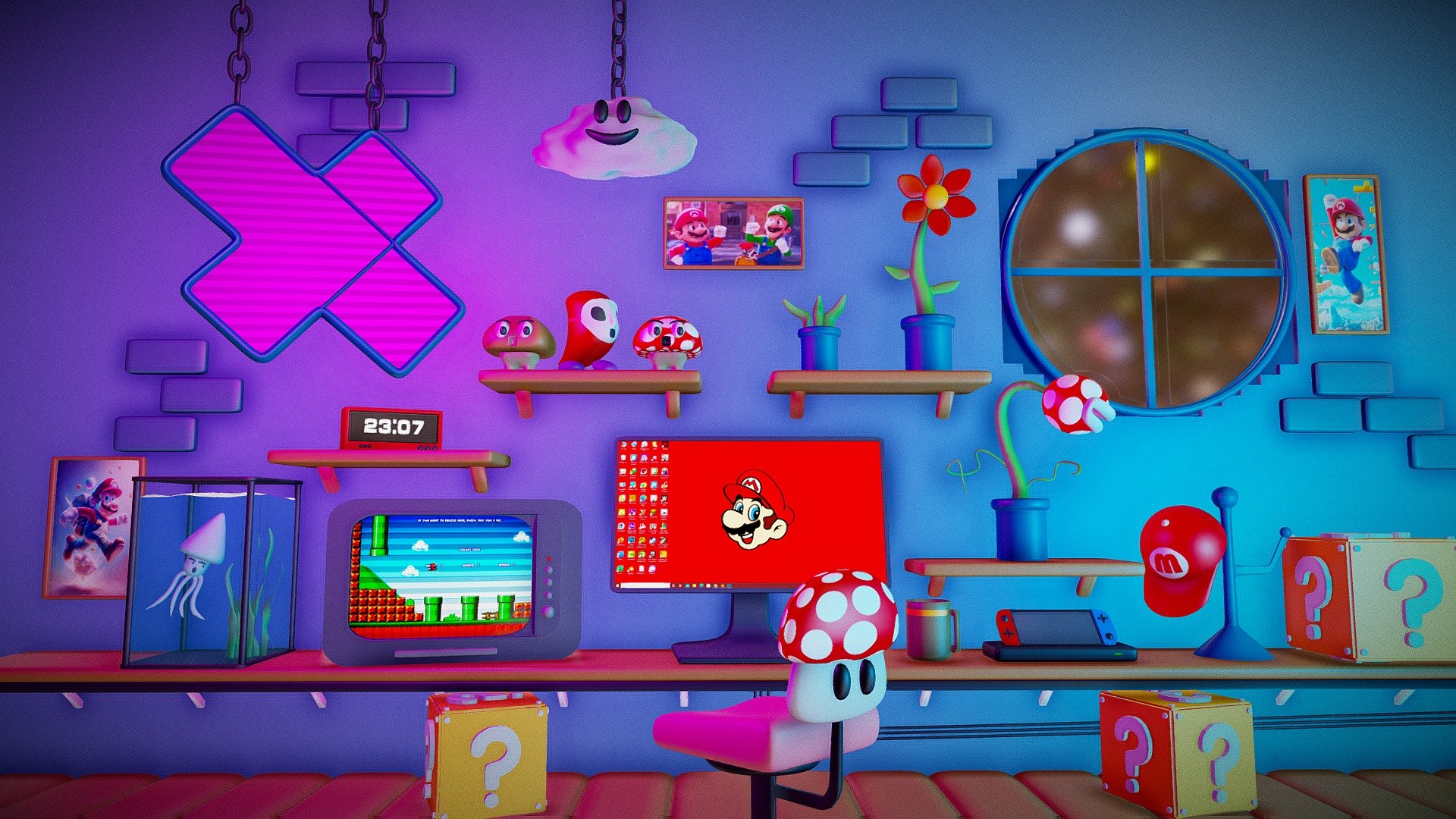 Mario Room - Download Free 3D model by NGUYENNGHIAKK [99780ba] - Sketchfab