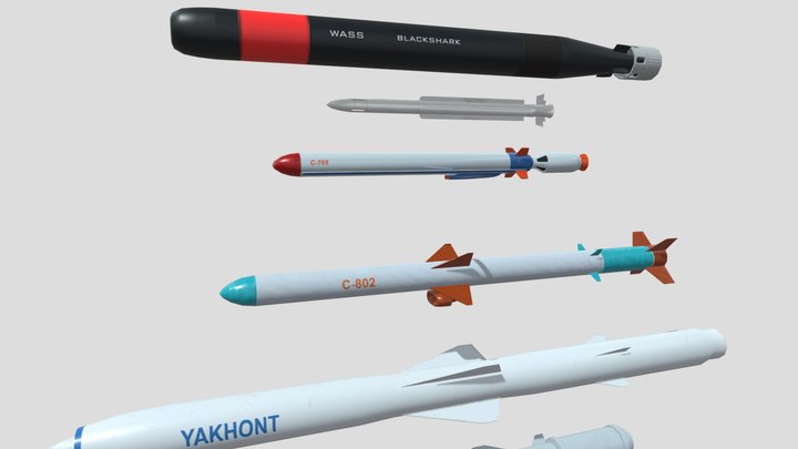 Low Poly Missiles and Torpedos 3D Model