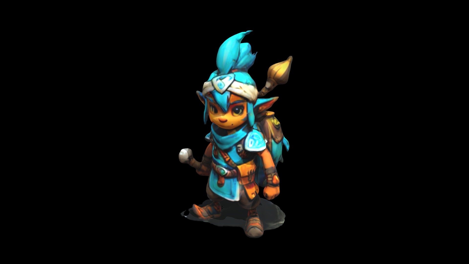 a cartoon character with blue hair and a back - Download Free 3D model ...