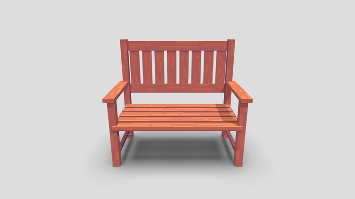Low-Poly Block Bench 3D Model