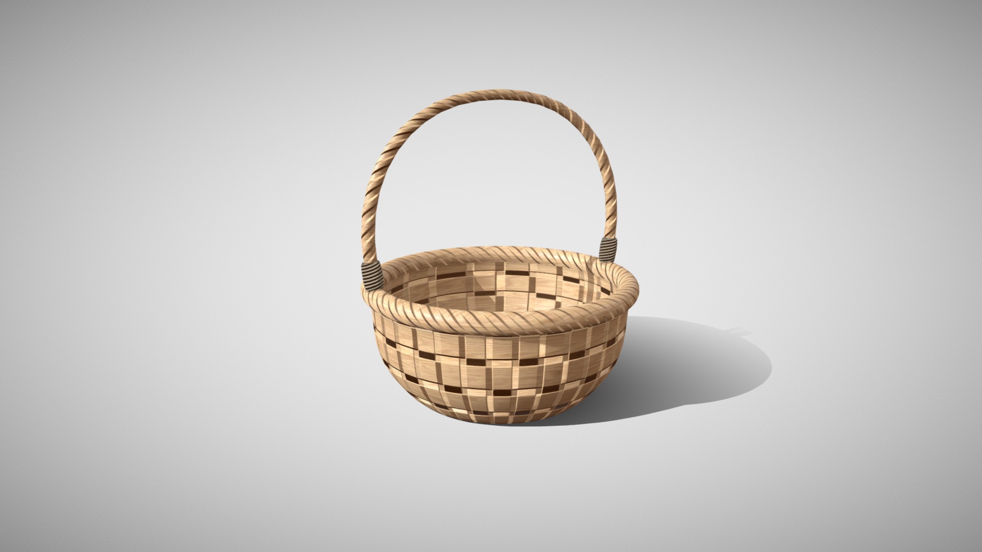3D model Basket - This is a 3D model of the Basket. The 3D model is about a woven basket on a white background.