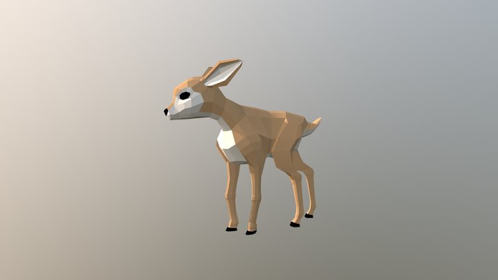 Deer Fawn Faceted-Style 3D Model