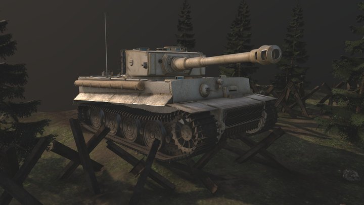 Tiger I (PzKpfw VI Ausf. E) in the forest 3D Model